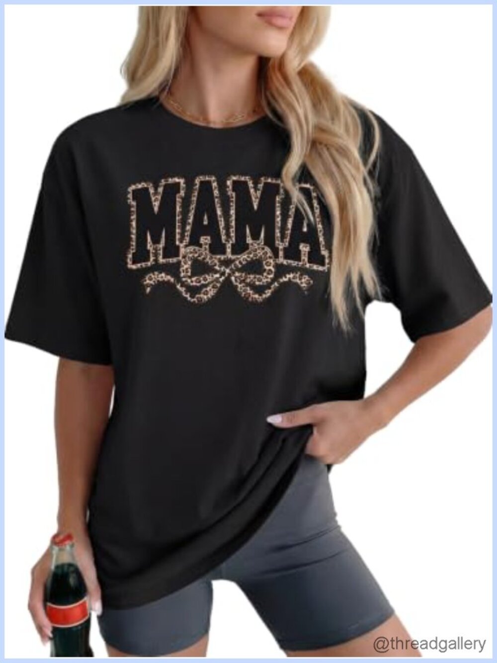 Mama Shirt Women Oversized Bow Letter Print Mom Life Tee